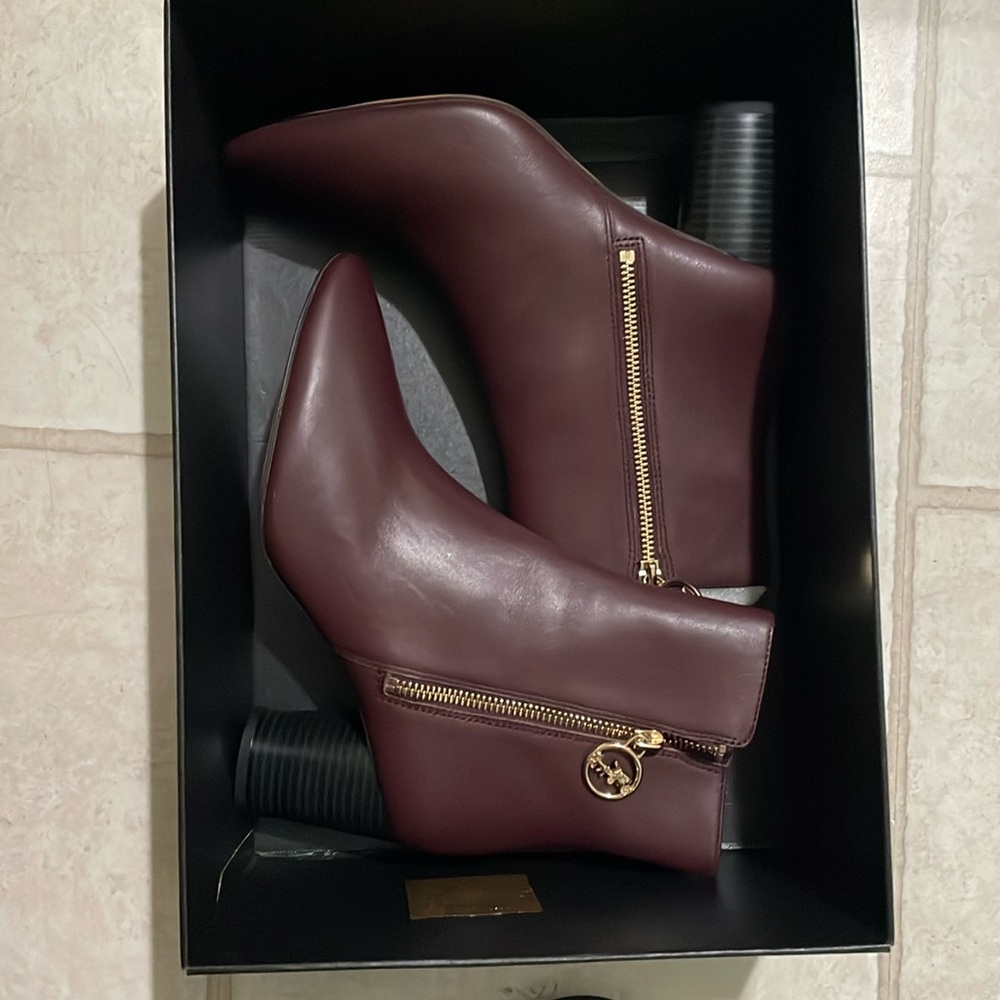Coach Iris Bootie in Cranberry Leather. Size 7 B.